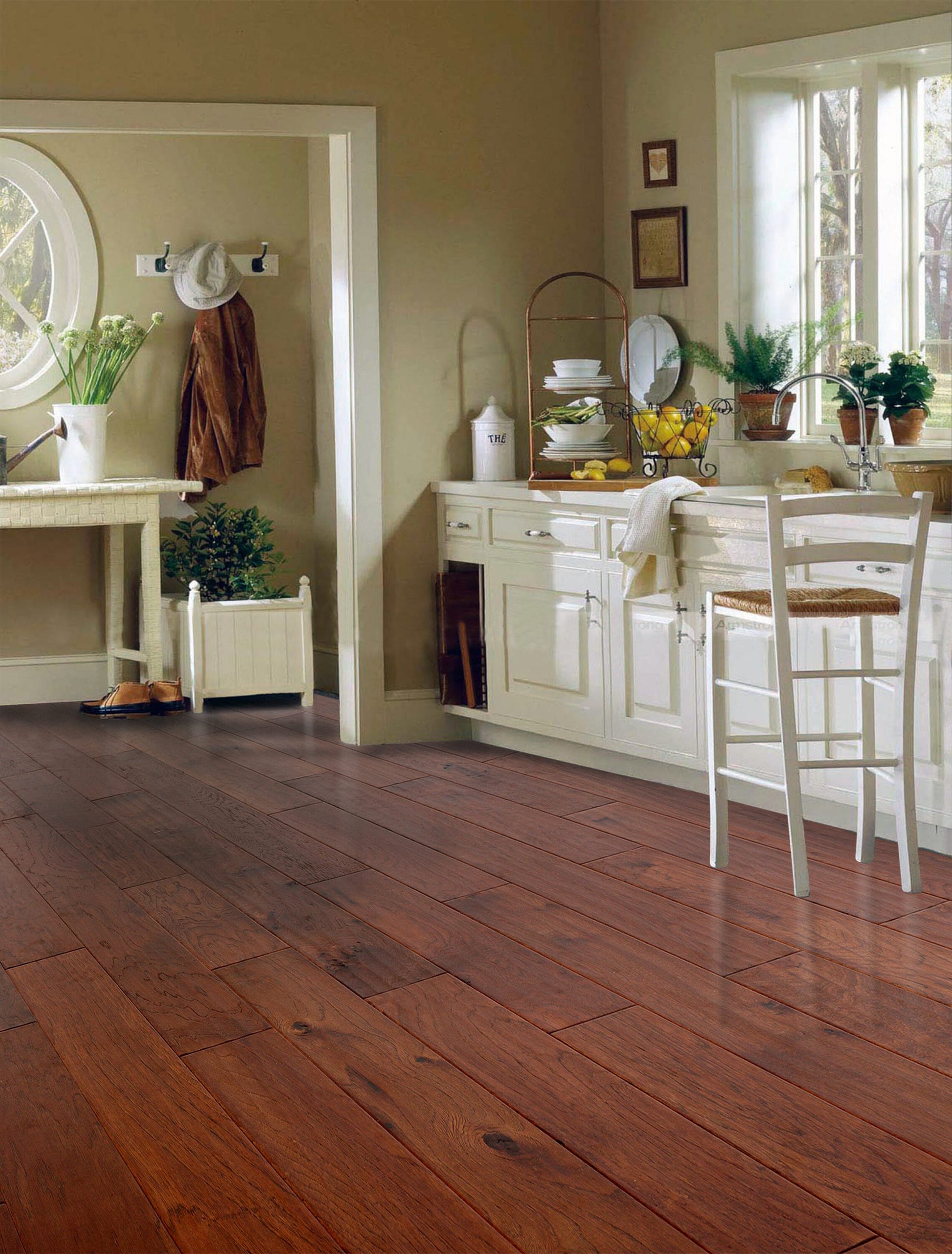 allen + roth Hickory Nutmeg hardwood flooring — surface grain detail