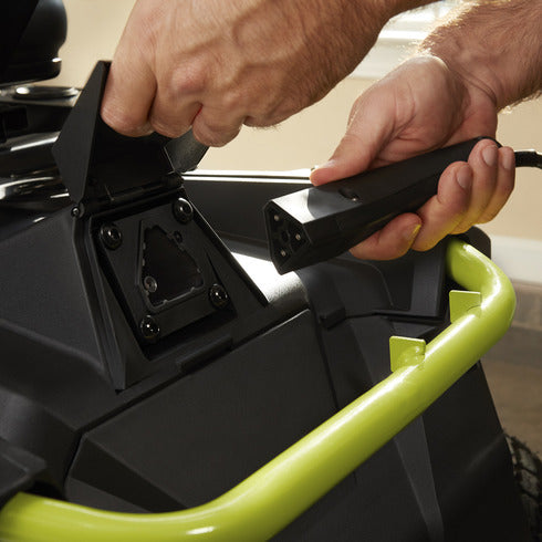 RYOBI 38 in. 100 Ah Battery Electric Rear Engine Riding Lawn Mower and Bagging Kit