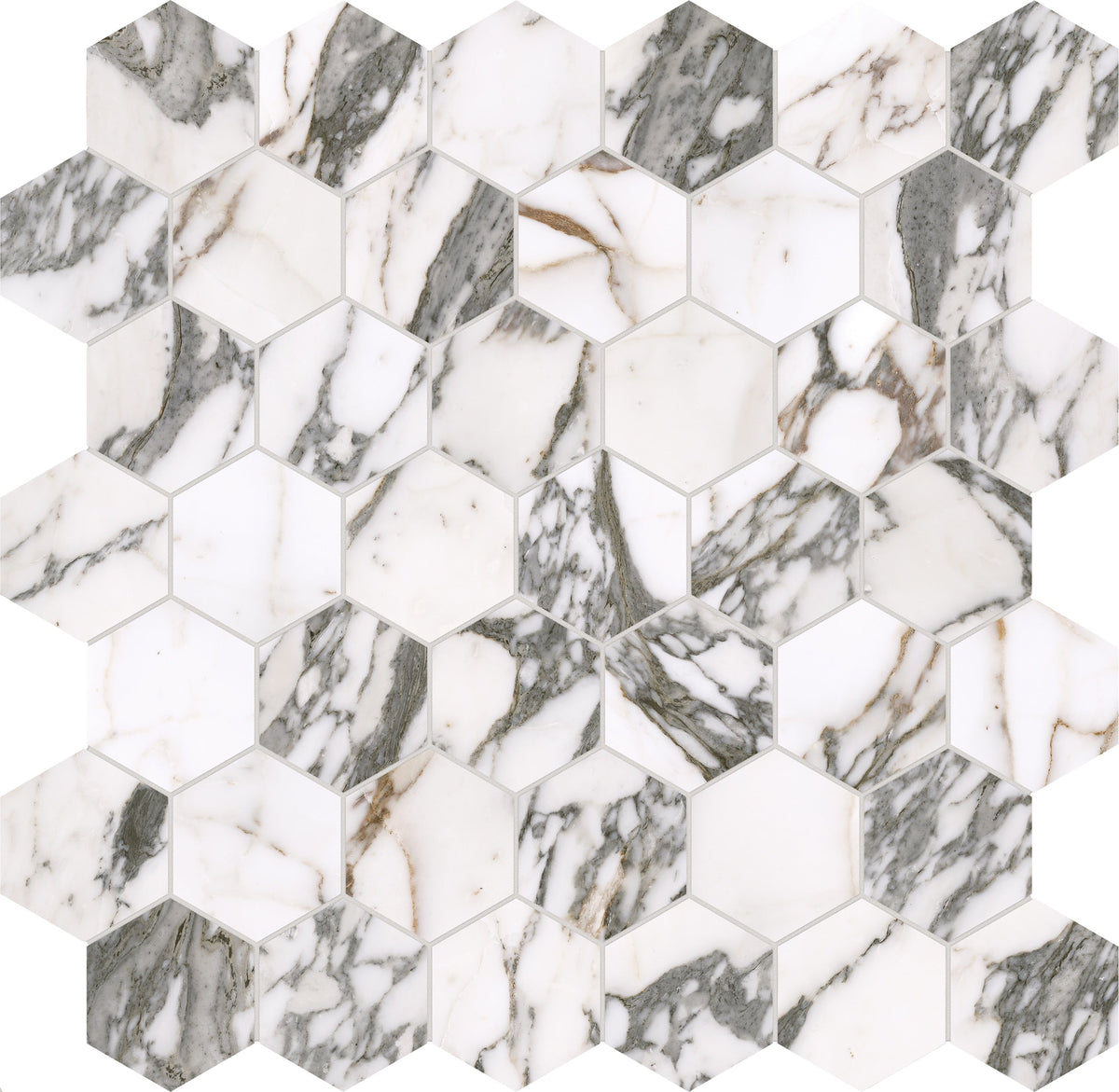 Satori Arabescato Palazzo 12-in x 12-in Honed Porcelain Marble look Hexagon Mosaic Floor and Wall Tile product image