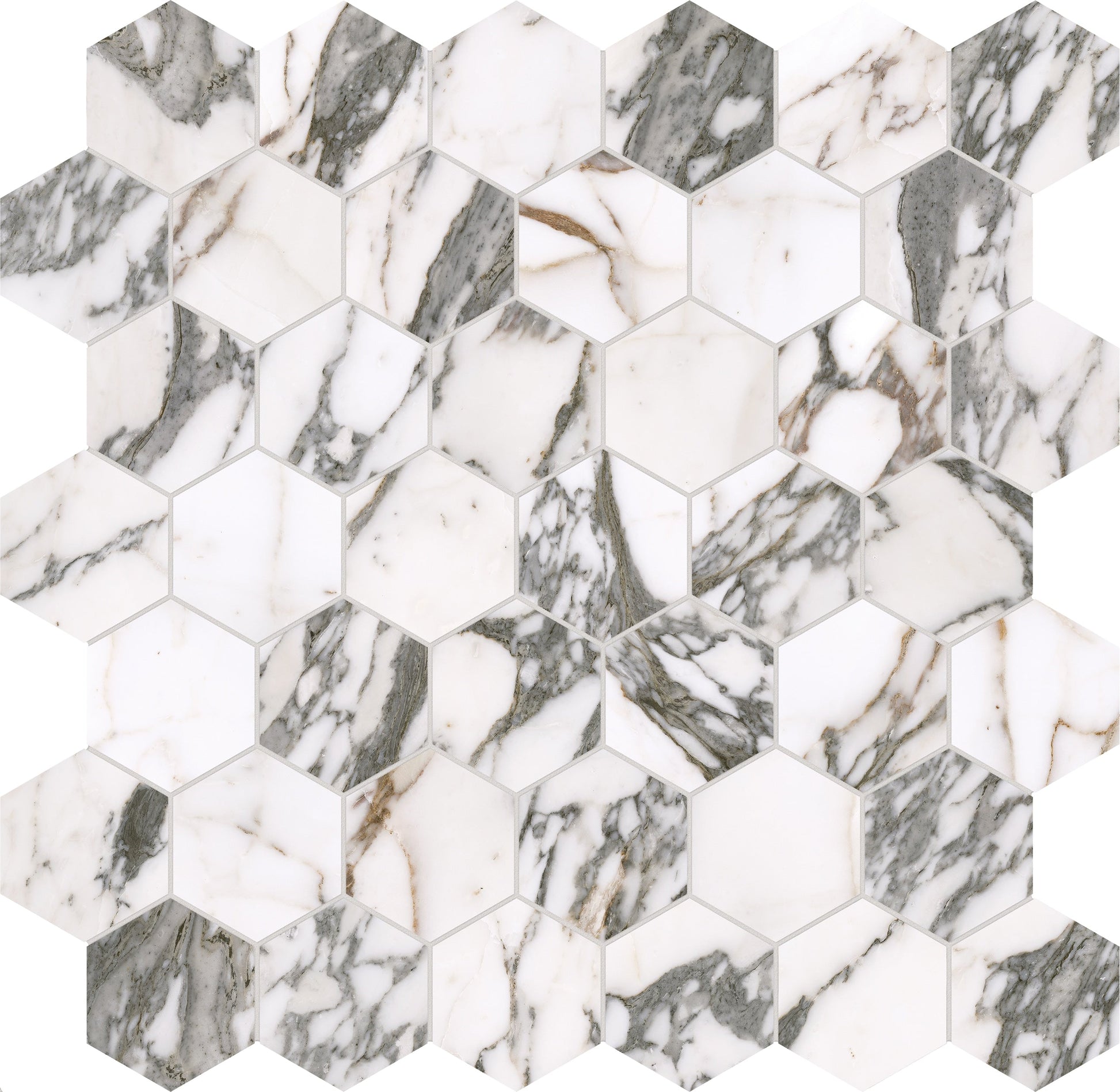 Satori Arabescato Palazzo 12-in x 12-in Honed Porcelain Marble look Hexagon Mosaic Floor and Wall Tile product image