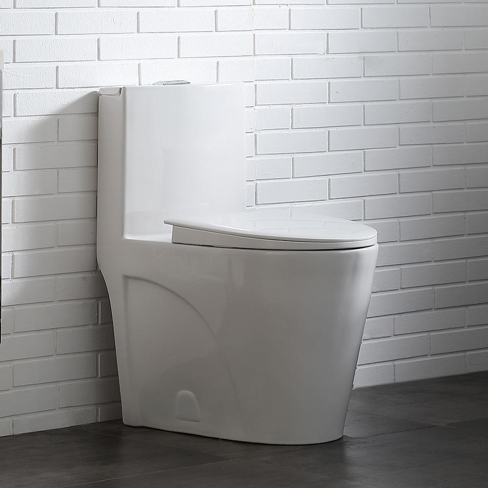 Buxton 1-Piece 1.6 GPF/1.1 GPF Dual Flush Elongated Toilet in White - Super Arbor