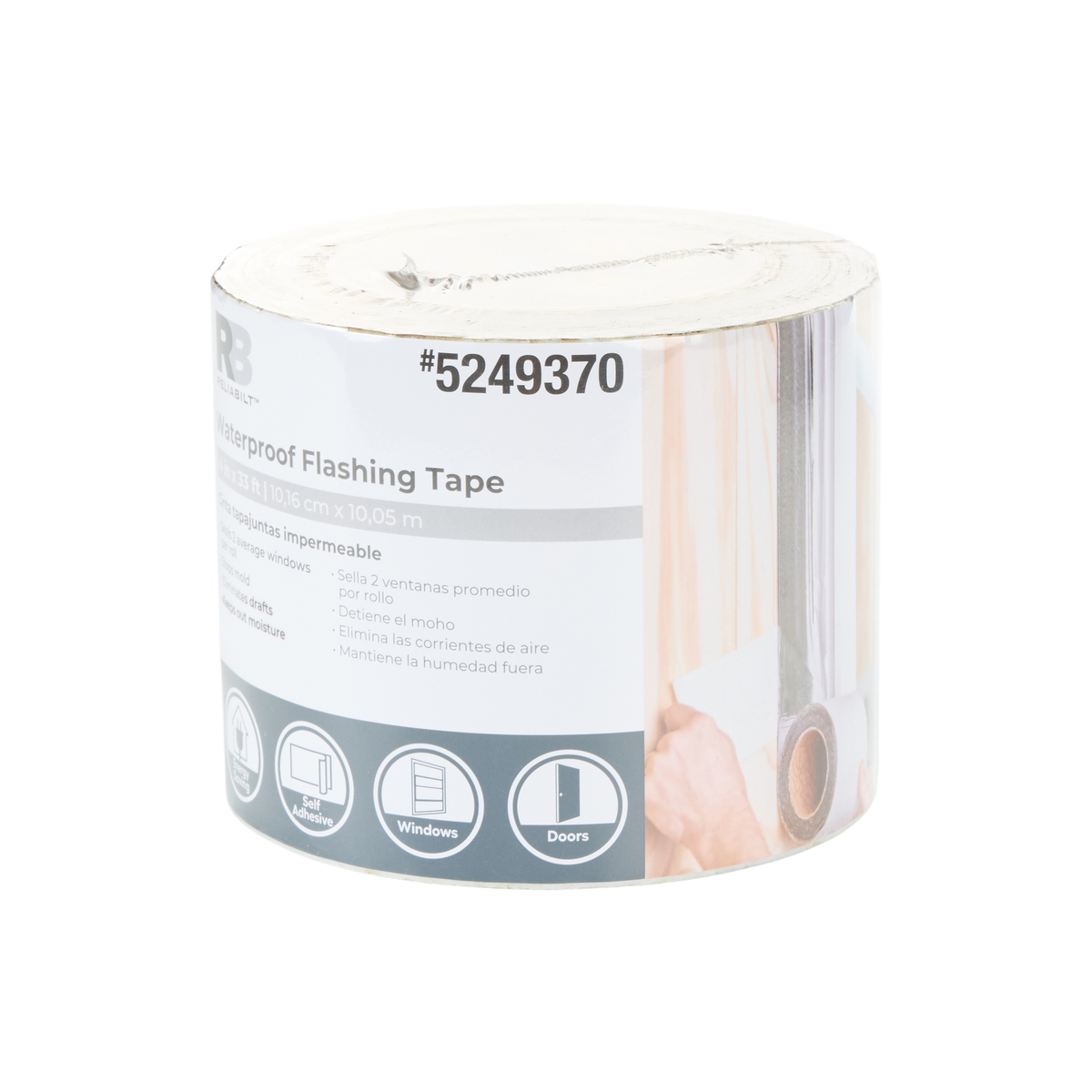 RELIABILT Self-Adhesive Waterproof Flashing Tape, 4-in x 33-ft, Silver Rubberized Asphalt Roll (RB433)