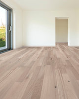 Century White oak Unfinished #1 Common hardwood flooring — installed room view