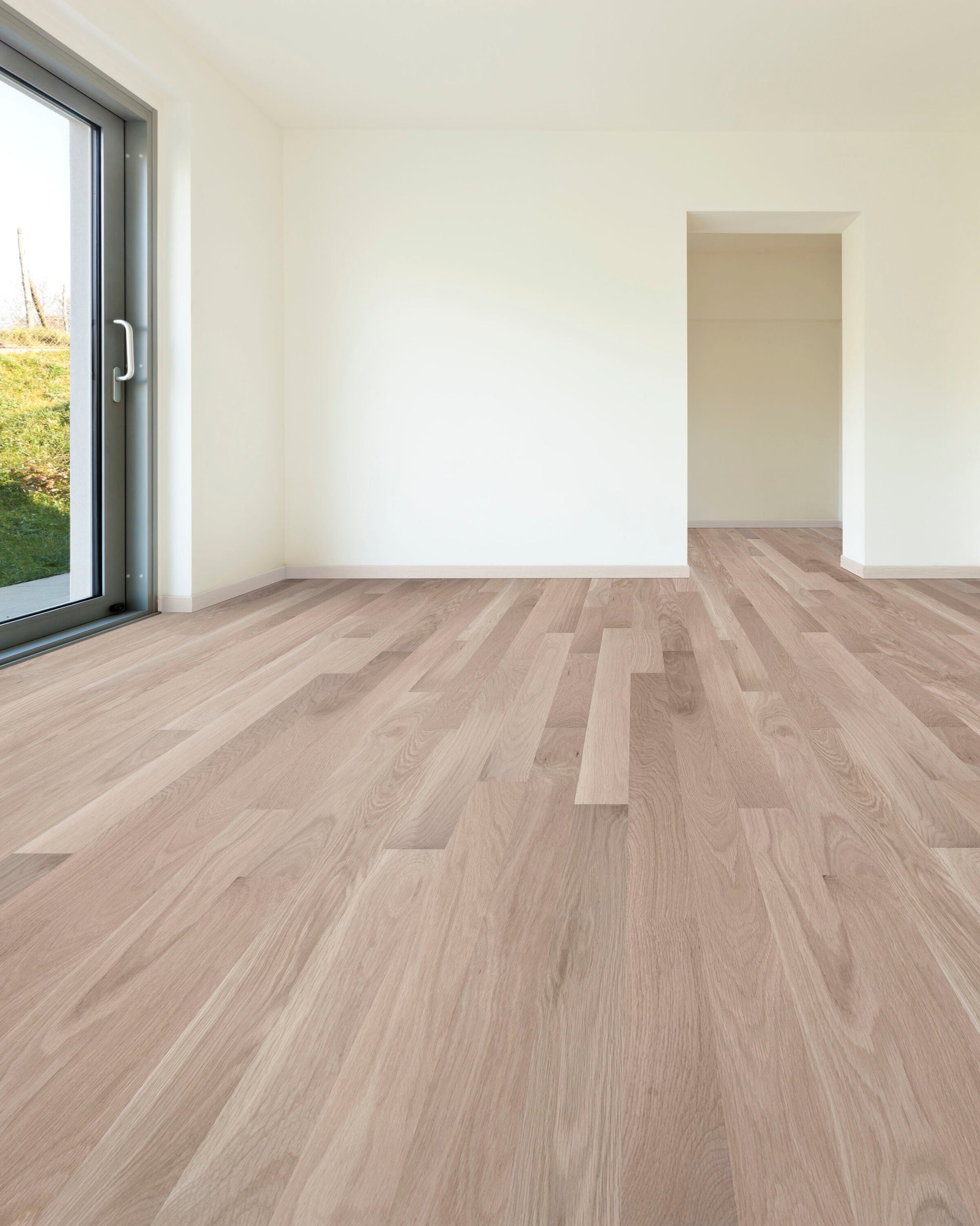 allen + roth White oak Unfinished Select hardwood flooring — installed room view