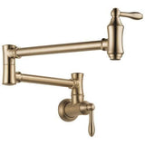 Delta Cassidy Champagne Bronze 2-Handle Wall-Mount Pot Filler Handle Kitchen Faucet