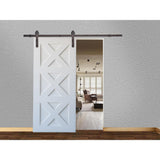 96 in. Antique Bronze Classic Bent Strap Barn Style Sliding Door Track and Hardware Set - Super Arbor