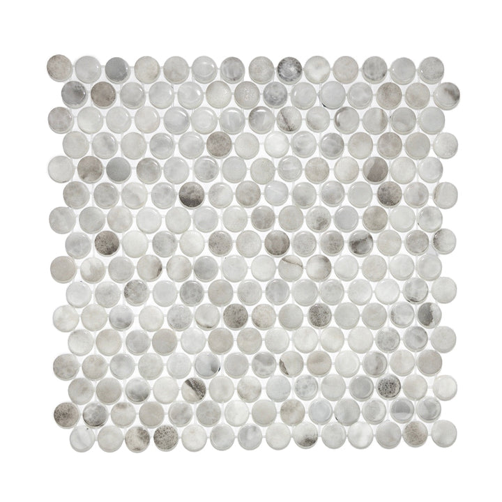 The Tile Life Eterna Penny Hermes 1-in x 1-in Multi-finish Glass Penny round Mosaic Floor and Wall Tile product image