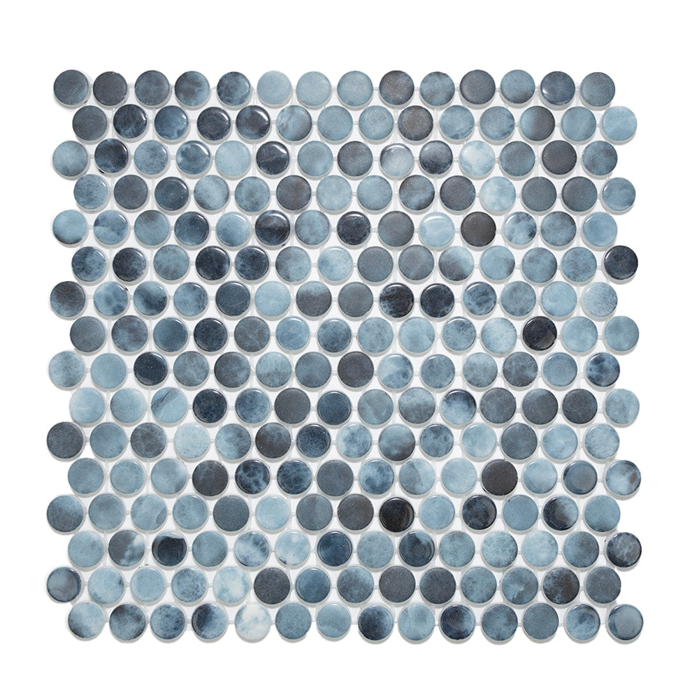 The Tile Life Eterna Penny Poseidon 1-in x 1-in Multi-finish Glass Penny round Mosaic Floor and Wall Tile product image