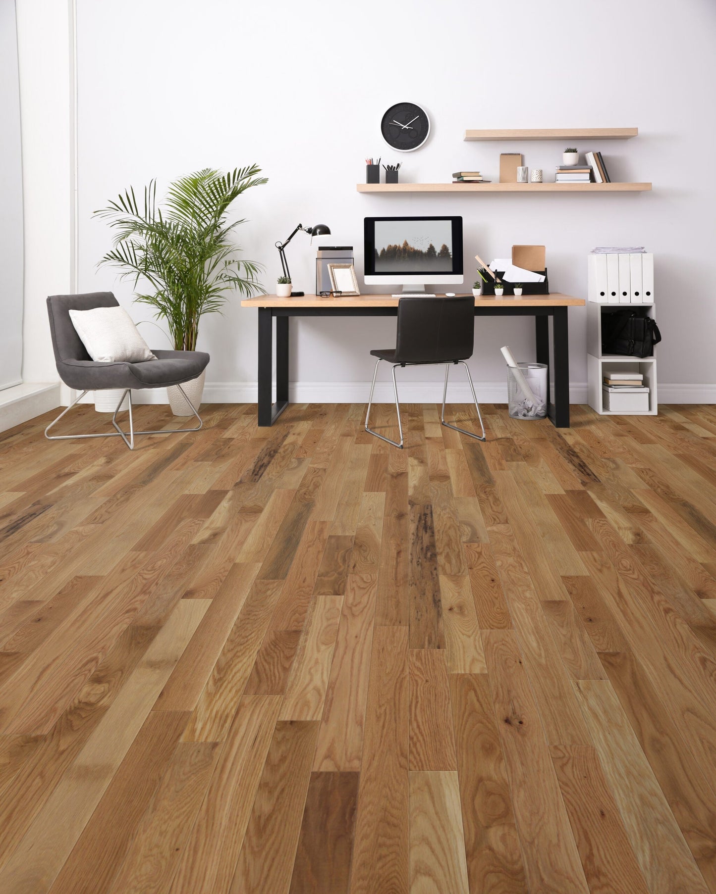 allen + roth White oak Prefinished Natural hardwood flooring — installed room view