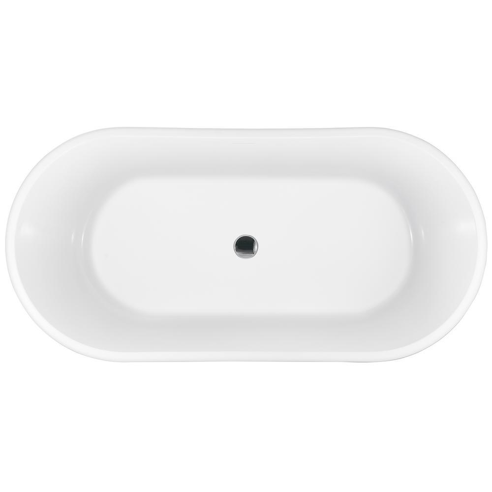 67 in. Fiberglass Double Ended Flatbottom Non-Whirlpool Bathtub In Glossy White - Super Arbor