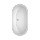 Soho 59.75 in. Acrylic Flatbottom Center Drain Soaking Tub in White with Floor Mounted Faucet in Brushed Nickel - Super Arbor