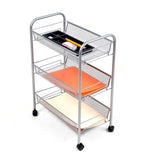 Roll 3-Shelf Rolling Silver Metal Mesh Coffee Cart