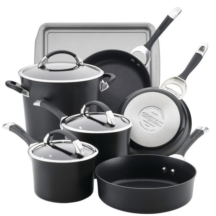 Symmetry 9-Piece Hard-Anodized Aluminum Nonstick Cookware Set in Black