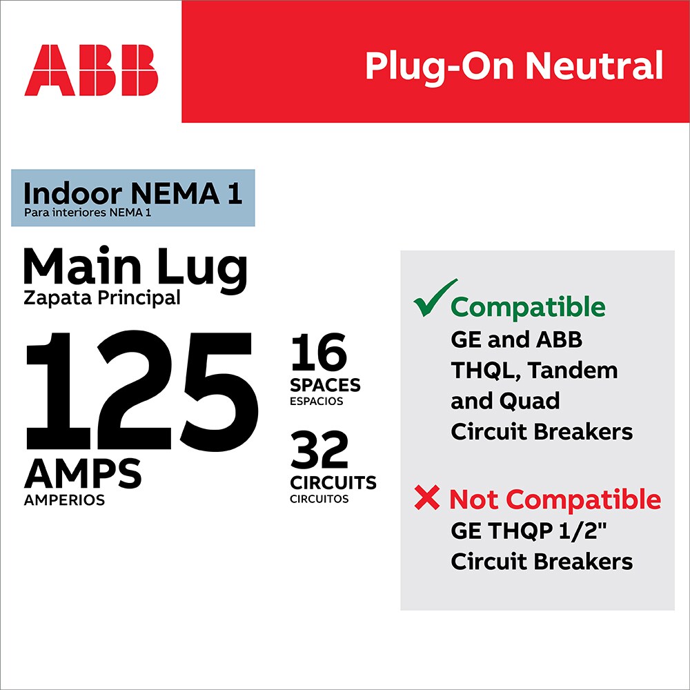 ABB ReliaHome P-Series 125-Amp 16-space load center - side view
