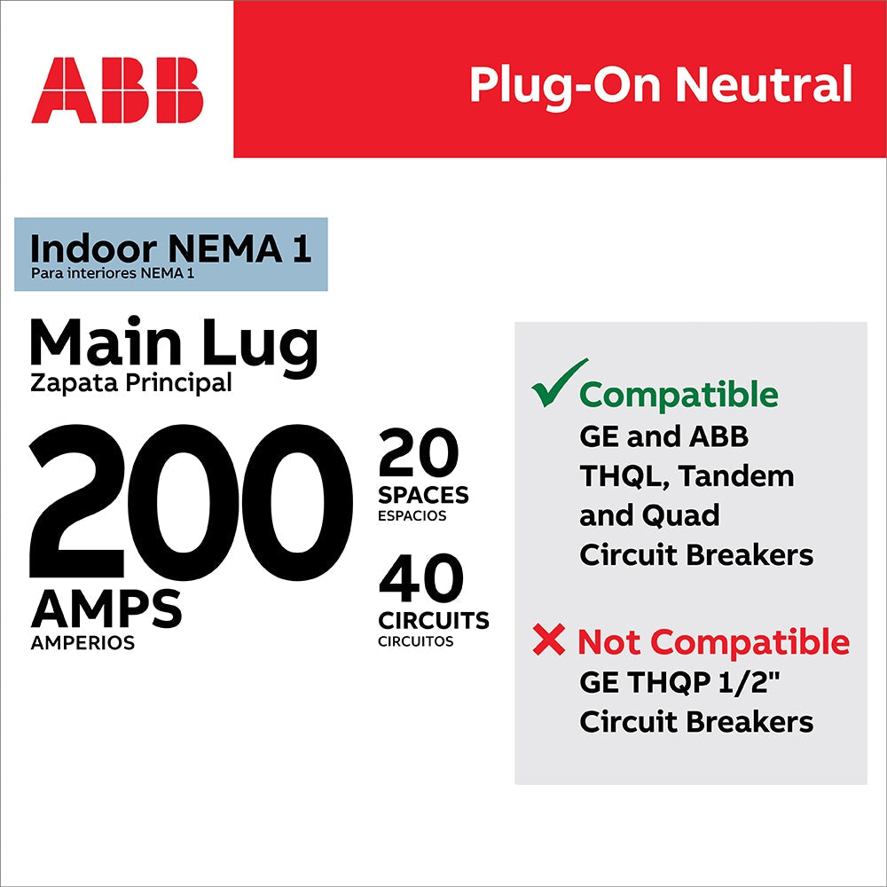 ABB ReliaHome P-Series 200-Amp 20-space load center - side view