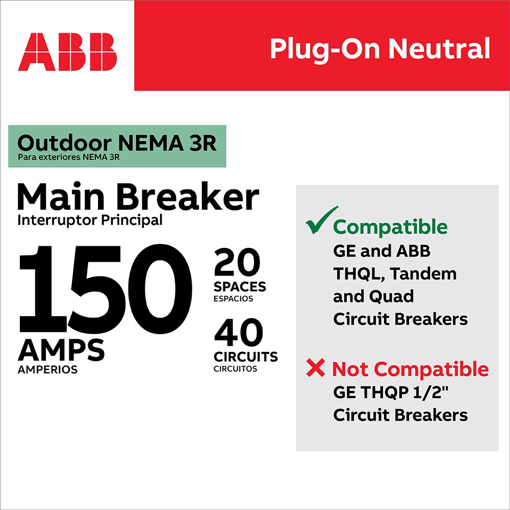 ABB ReliaHome P-Series 150-Amp 20-space load center - side view