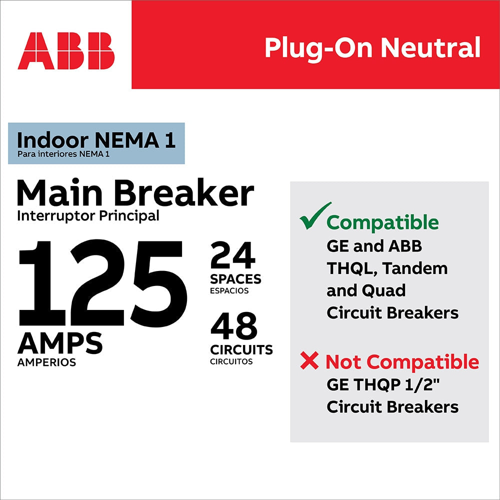 ABB ReliaHome P-Series 125-Amp 24-space load center - side view