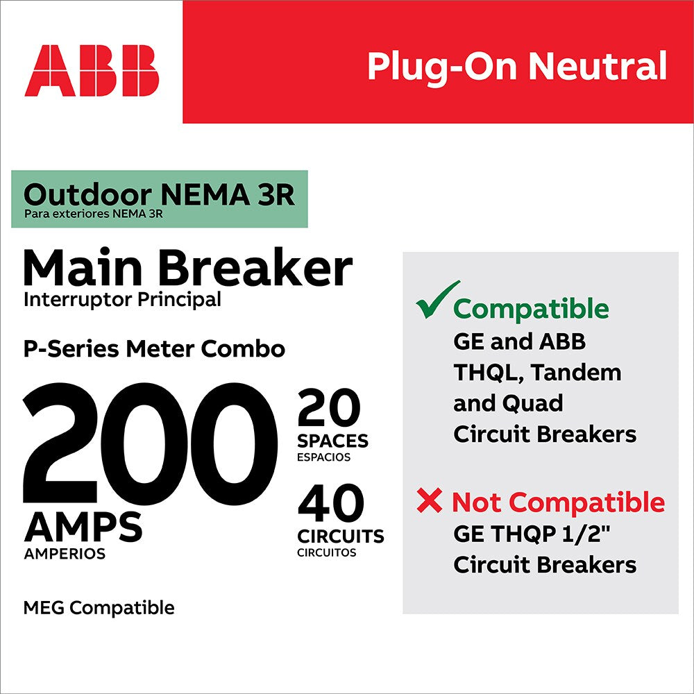 ABB ReliaHome 200-Amp 20-space load center - cover view