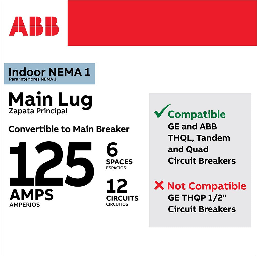 ABB ReliaHome T-Series 125-Amp 6-space load center - side view