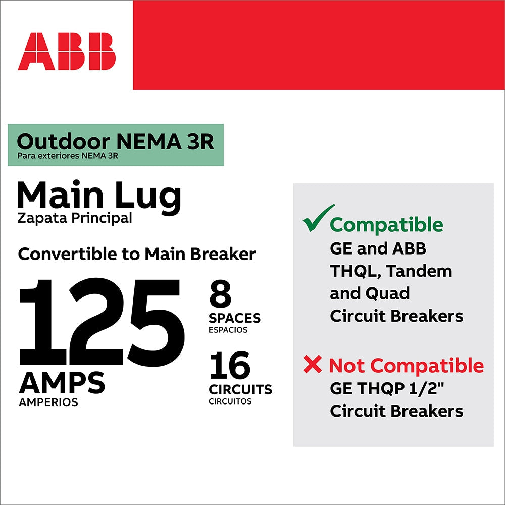 ABB ReliaHome T-Series 125-Amp 8-space load center - side view