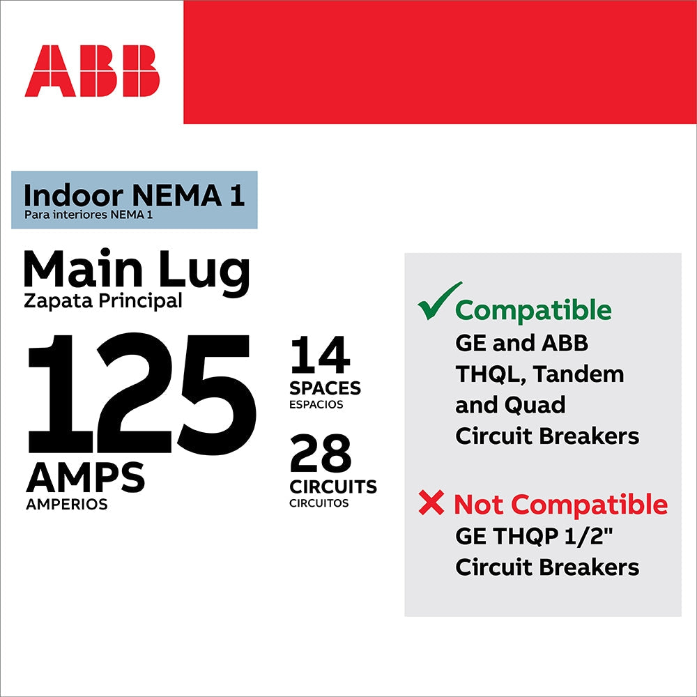 ABB ReliaHome T-Series 125-Amp 14-space load center - side view
