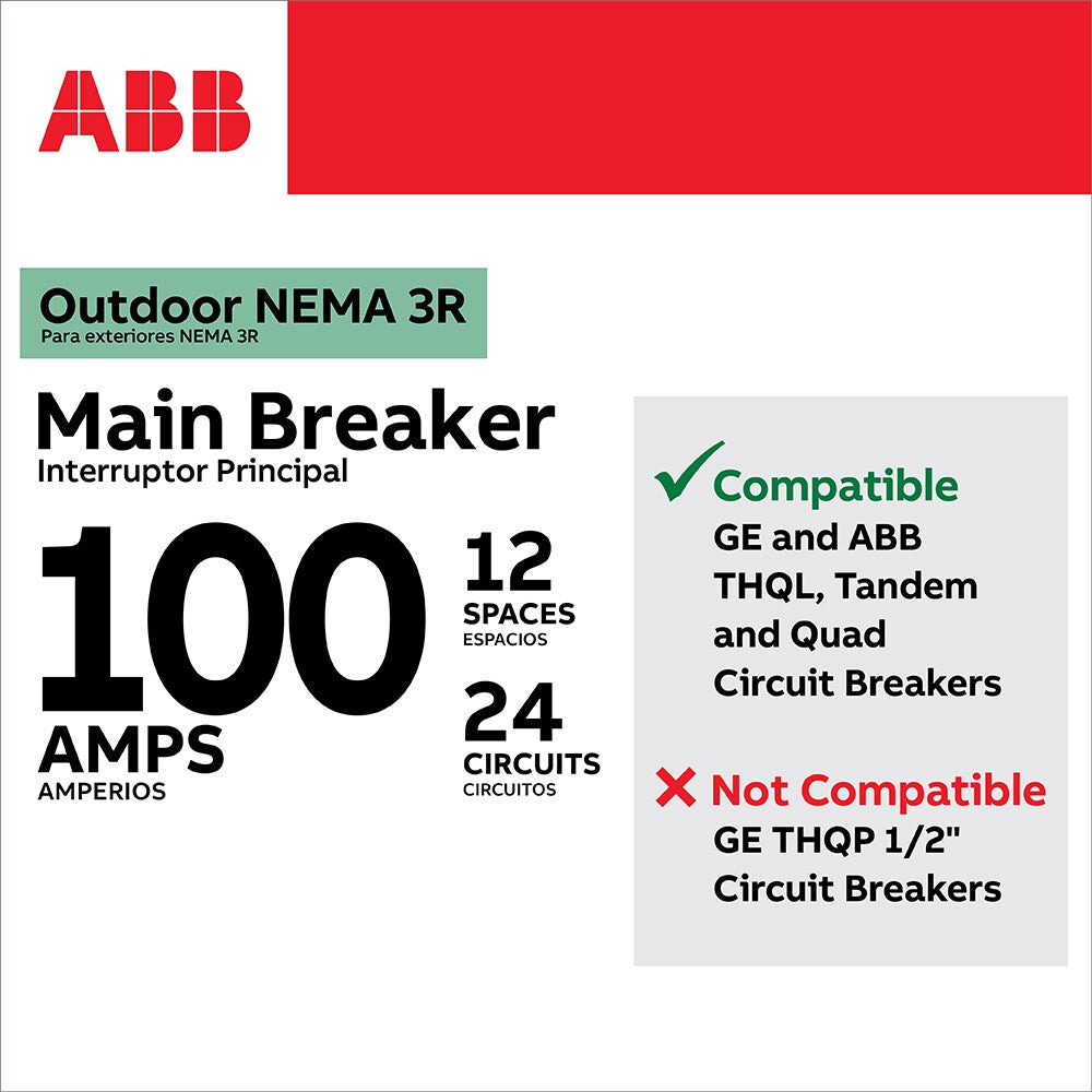 ABB ReliaHome T-Series 100-Amp 12-space load center - side view