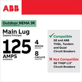ABB ReliaHome T-Series 125-Amp 4-space load center - side view