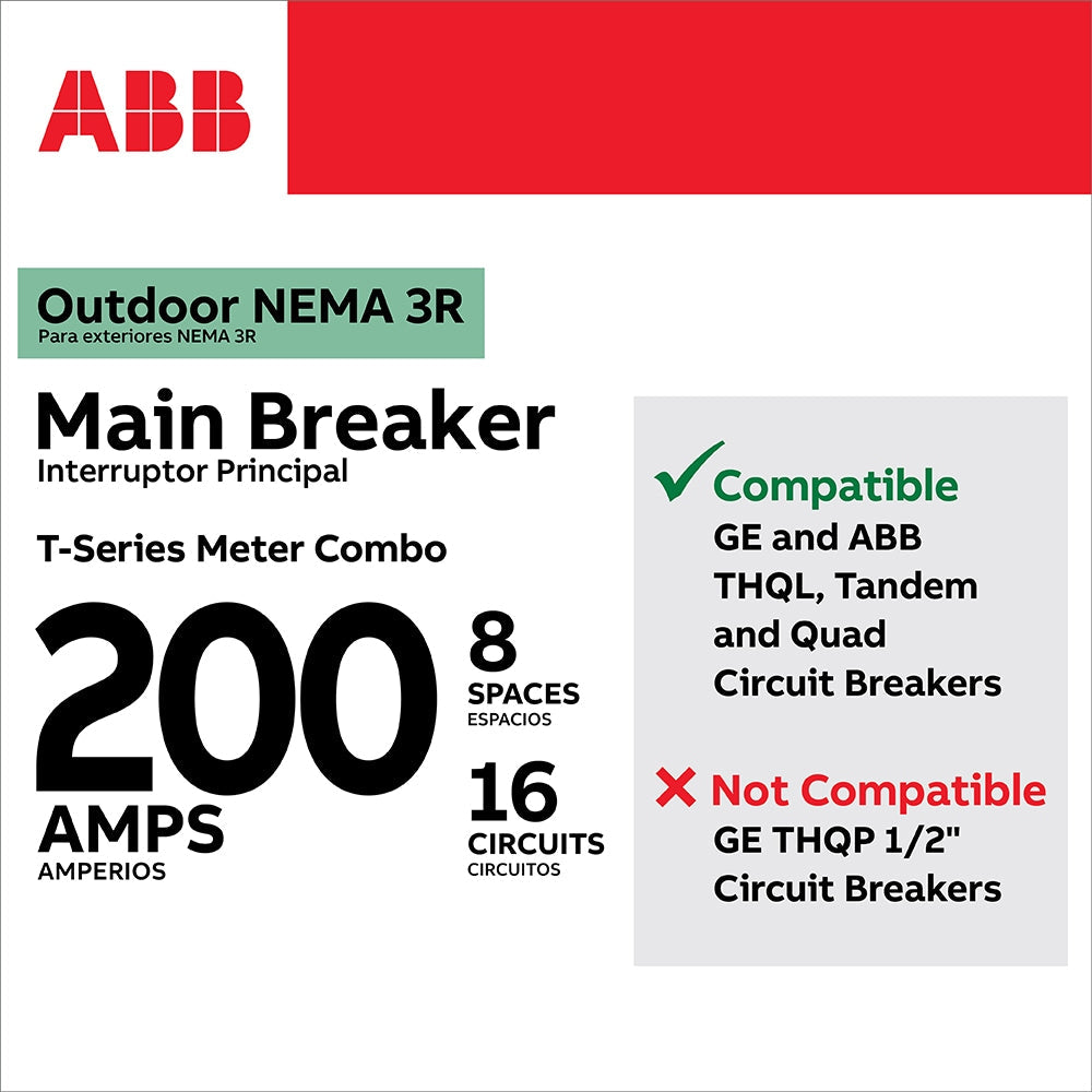 ABB ReliaHome 200-Amp 8-space load center - side view
