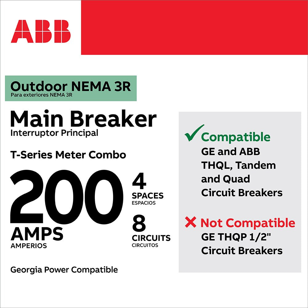 ABB ReliaHome 200-Amp 4-space load center - interior view