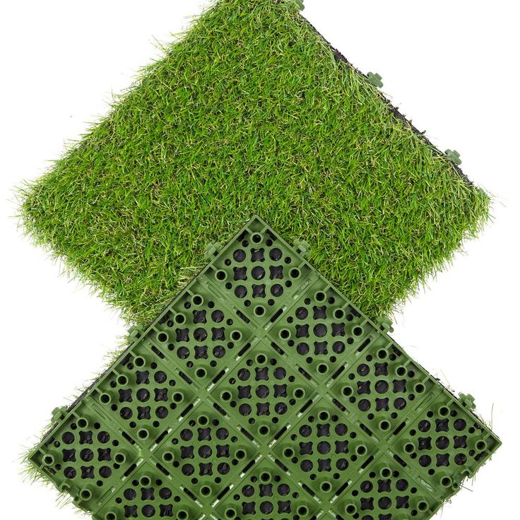Ottomanson Ottomanson Evergreen Artificial Turf Interlocking Grass Tiles, 12