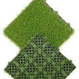 Ottomanson Ottomanson Evergreen Artificial Turf Interlocking Grass Tiles, 12
