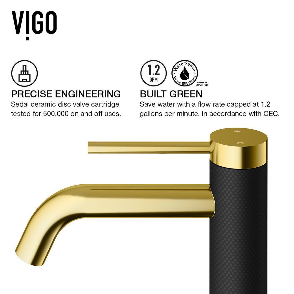 MatteShell Rectangular Vessel Bathroom Sink in Black and Lexington cFiber Faucet in Matte Gold/Matte Black - Super Arbor