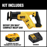 20-Volt MAX Lithium-Ion Cordless Compact Reciprocating Saw Kit with Battery 5Ah, Charger and Contractor Bag - Super Arbor