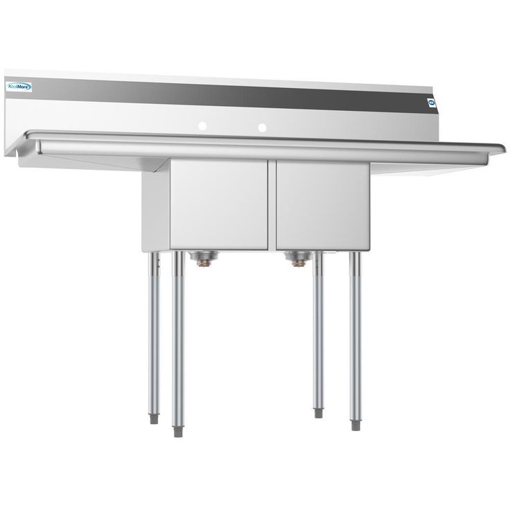 Freestanding Stainless Steel 56 in. 2-Hole Double Bowl Commercial Kitchen Sink