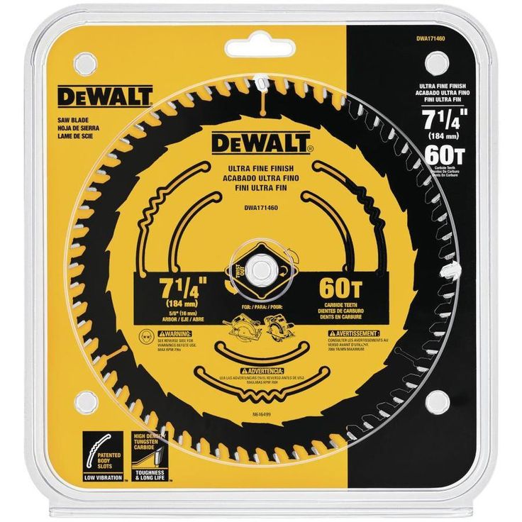 DEWALT 7-1/4-in 60-Tooth Tungsten Carbide-Tipped Steel Circular Saw Blade