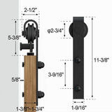 12 ft./144 in. Frosted Black Sliding Barn Door Hardware Track Kit for Double Doors with Non-Routed Floor Guide - Super Arbor