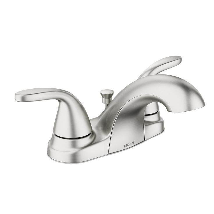 Moen Adler Spot Resist Brushed Nickel 2-handle 4-in Centerset WaterSense Bathroom Sink Faucet with Drain