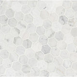 MSI Carrara White Hexagon 11.75 in. x 12 in. x 8mm Honed Marble Mesh-Mounted Mosaic Tile (9.8 sq. ft./case)