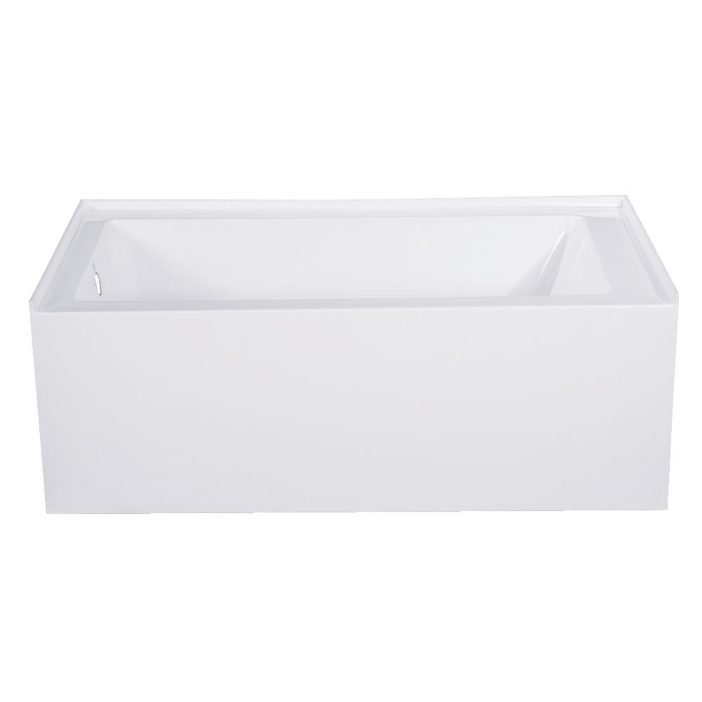Aqua Eden Jenny 54 in. Acrylic Left-Hand Drain Rectangular Alcove Bathtub in White - Super Arbor