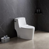 1-Piece 1.28 GPF High Efficiency Single-Flush Elongated Skirted Toilet All-in-One Toilet in White Seat Included - Super Arbor