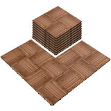 Topeakmart 12''x12''Interlocking Wood Flooring Tiles Indoor & Outdoor for Patio Garden Deck Poolside Pack of 27 Natural Wood