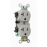 20 Amp Industrial Grade Heavy Duty Self Grounding Duplex Outlet, Gray - Super Arbor