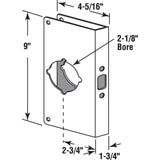 1-3/4 in. x 9 in. Thick Solid Brass Lock and Door Reinforcer, 2-1/8 in. Single Bore, 2-3/4 in. Backset - Super Arbor