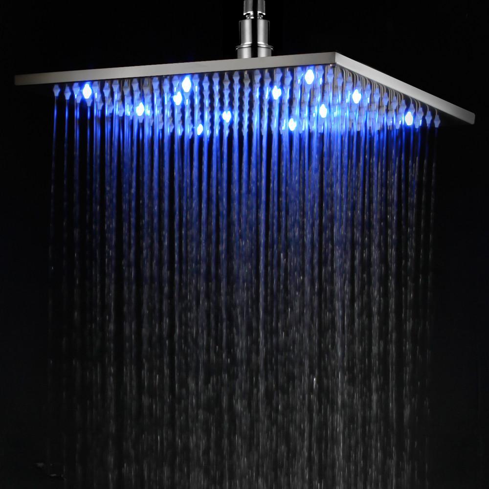 1-Spray 12 in. Single Ceiling Mount Fixed Rain Shower Head in Brushed Nickel - Super Arbor