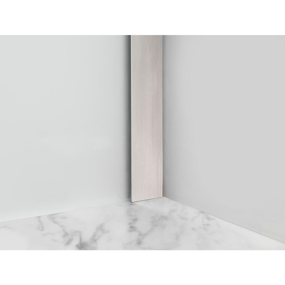 Langham XL 68 - 72 in. x 80 in. Frameless Sliding Shower Door with Ultra-Bright Frosted Glass in Stainless Steel - Super Arbor