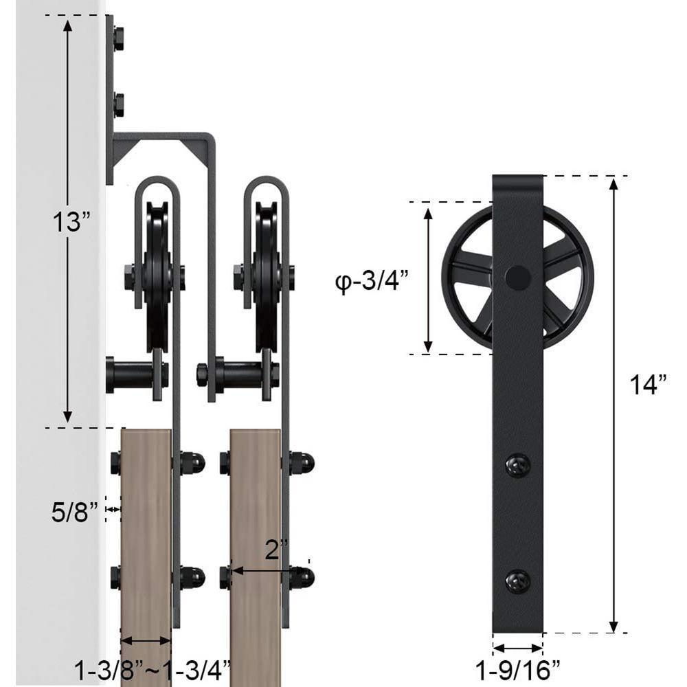10 ft./120 in. Sliding Bypass Barn Door Hardware Track Kit for Double Doors with Non-Routed Floor Guide - Super Arbor