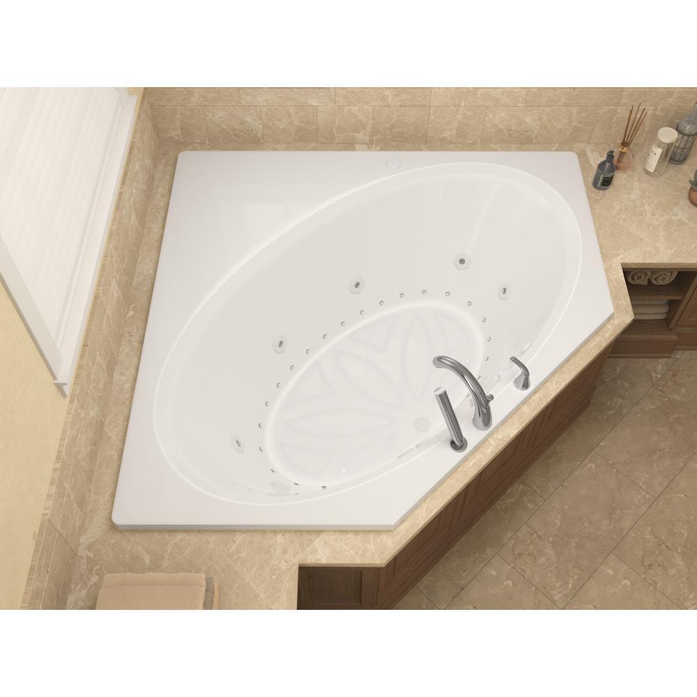 Mali 5 ft. Acrylic Corner Drop-in Whirlpool Air Bathtub in White - Super Arbor