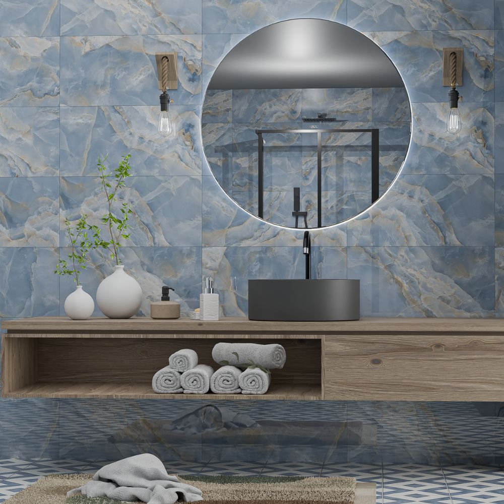 The Tile Life Monarch Jewel Azul 12-in x 24-in Polished Porcelain Floor and Wall Tile product image