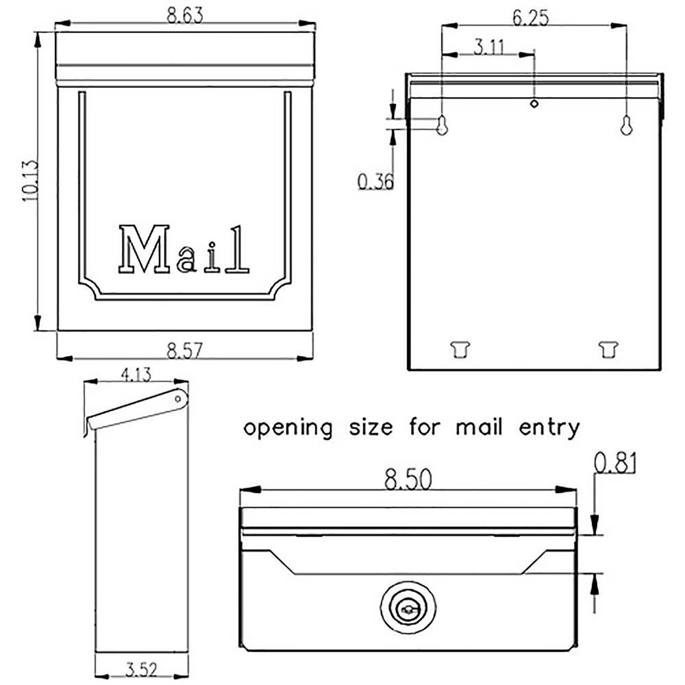 Townhouse Small, Vertical, Locking, Steel, Wall Mount Mailbox, Black - Super Arbor