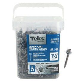 Teks #9 x 1-1/2-in Zinc-Plated Zinc-Plated Self-Drilling Roofing Screws (400-Count)